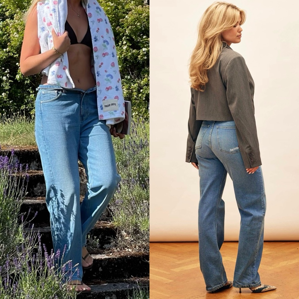 DJERF AVENUE High Rise Embroidered Organic Cotton Denim Straight Leg Jeans‎ 25 - Picture 8 of 10